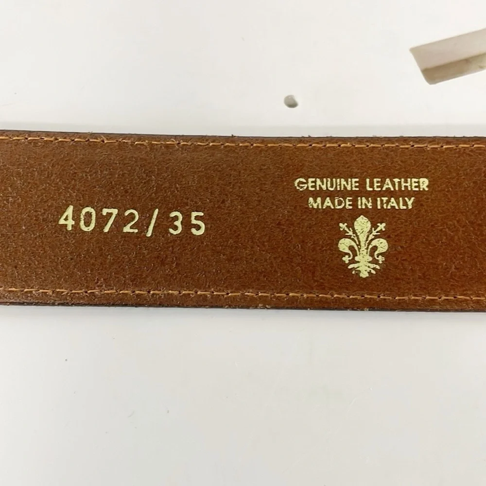 Antonio de Patrizi Genuine Leather Belt Made In Italy Brown Cognac‎ Sz 35 Mens